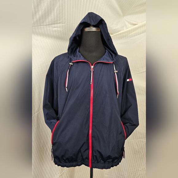Tommy Hilfiger Men's Navy Jacket with Red Accents. TD